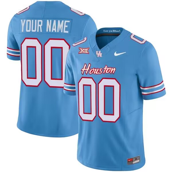 Men's Houston Cougars Active Player Custom Light Blue 'Oilers Inspired' Limited Stitched Jersey